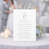 Dusty Blue Wedding Table Number with Guest List 招待状