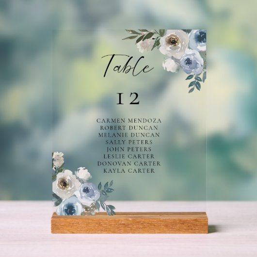 Dusty Blue Wedding Table Seating Chart アクリルサイン (ニュートラル)