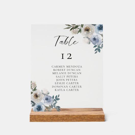 Dusty Blue Wedding Table Seating Chart アクリルサイン (正面)
