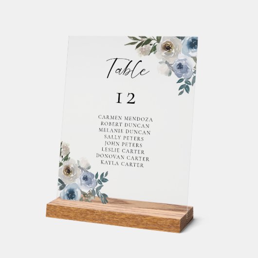Dusty Blue Wedding Table Seating Chart アクリルサイン (傾斜)