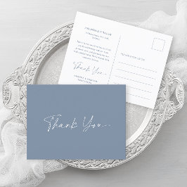 Dusty Blue Wedding Thank You Card  案内ポストカード