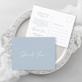 Dusty Blue Wedding Thank You Card  案内ポストカード