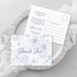 Dusty Blue Wedding Thank You Card  案内ポストカード