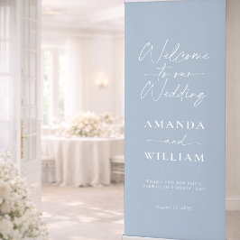 Dusty Blue Wedding Welcome Banner  伸縮バナー