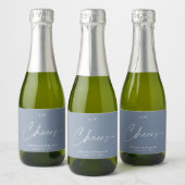 Dusty Blue Wedding Wine Favor Label – “Cheers” スパークリングワインラベル (ボトル)