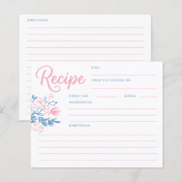 Dusty Blue Whimsical Bridal Shower Recipe Card