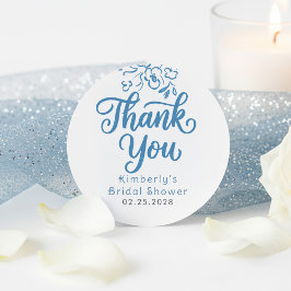Dusty Blue Whimsical Bridal Shower Thank You  ラウンドシール