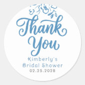 Dusty Blue Whimsical Bridal Shower Thank You  ラウンドシール (正面)