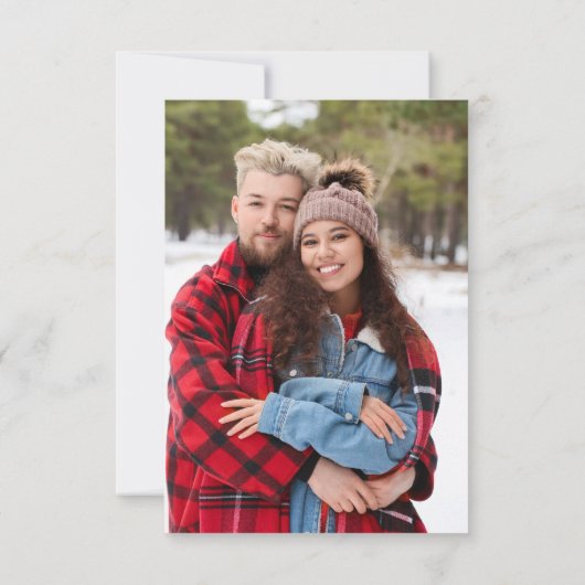 Dusty Blue & Whiteフローラ写真の日付を保存 セーブザデート (裏面)