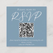 Dusty Blue White結婚のQRコードRSVP エンクロージャーカード (正面)