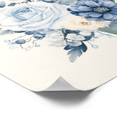 Dusty Blue White Floral Home Decor ポスター (角)