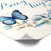 Dusty Blue White Floral Pray Big Home Decor ポスター (角)