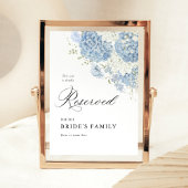 Dusty Blue White Floral Reserved Sign 5x7 ポスター
