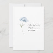 Dusty Blue White Floral Save the Date Invitation セーブザデート (裏面)
