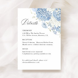 Dusty Blue White Floral Wedding Details, Info エンクロージャーカード