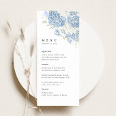 Dusty Blue White Floral Wedding Reception Dinner メニュー