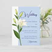 Dusty Blue White Lily Wedding Invitation 招待状 (スタンド正面)