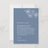 Dusty Blue White Line Art  Flowers Thank You Card サンキューカード (裏面)
