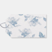 Dusty Blue White Roses Floral Thank You Wedding ギフトタグ (裏面横)