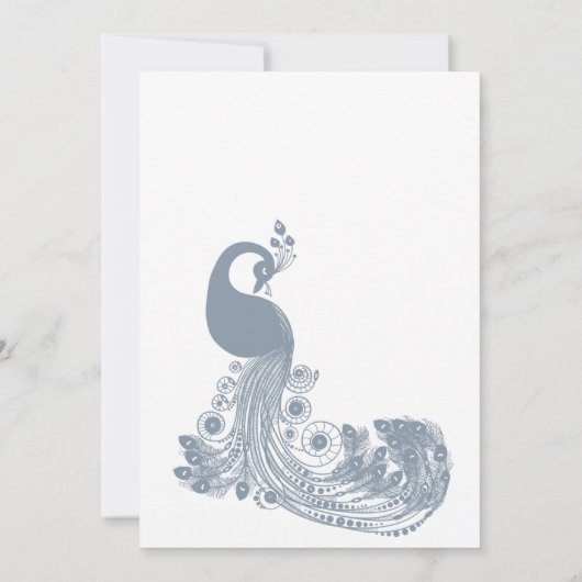 Dusty blue white royal peacock chic Save the Date 招待状 (裏面)