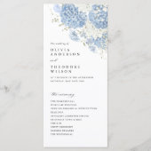 Dusty Blue White Watercolor Wedding Ceremony プログラム (正面)
