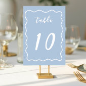 Dusty Blue White Whimsy Scallop Border  テーブルナンバー
