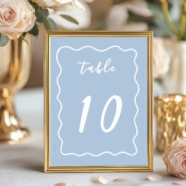 Dusty Blue White Whimsy Scallop Border  テーブルナンバー