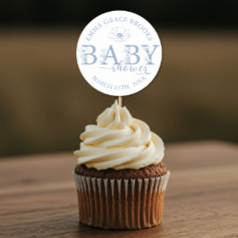 Dusty Blue Wildflower Baby Shower ラウンドシール