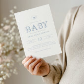 Dusty Blue Wildflower Baby Shower All-in-One 招待状