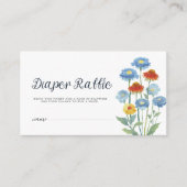 Dusty Blue Wildflower Baby Shower Diaper Raffle エンクロージャーカード (正面)
