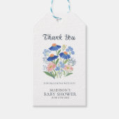 Dusty Blue Wildflower Baby Shower Thank You   ギフトタグ (正面)