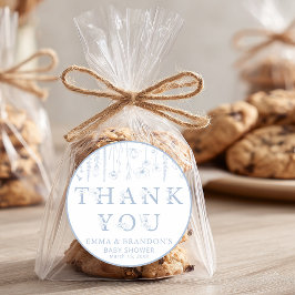 Dusty Blue Wildflower Baby Shower Thank You  ラウンドシール