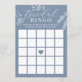 Dusty Blue Wildflower Bridal Shower Gift Bingo 招待状 (正面)