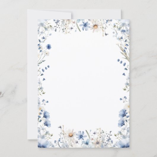 Dusty Blue Wildflower Bunny 1st Birthday 招待状 (裏面)