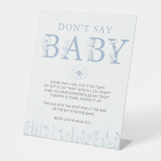 Dusty Blue Wildflower Don’t Say Baby Game Sign 台座サイン