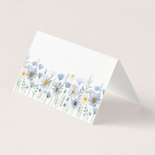 Dusty Blue Wildflower Floral Wedding Place Card (裏面)