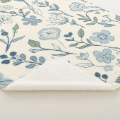 Dusty Blue Wildflower Meadow Botanical Pattern シェルパブランケット (3/4)