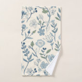 Dusty Blue Wildflower Meadow Botanical Pattern バスタオルセット (ハンドタオル)