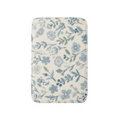Dusty Blue Wildflower Meadow Botanical Pattern バスマット (正面縦)