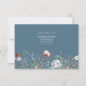 Dusty Blue Wildflower Meadow Wedding RSVP Card (裏面)
