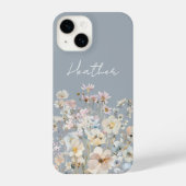 Dusty Blue Wildflower Personalized  iPhoneケース (裏面)