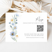 Dusty Blue Wildflower QR Code Wedding RSVP