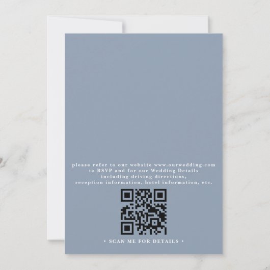 Dusty Blue Wildflower Rustic Boho QR Code Wedding 招待状 (裏面)