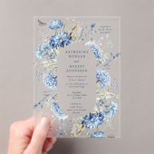 Dusty Blue Wildflower Wedding Invitation アクリル招待状 (インサイチュ (ポータブル))