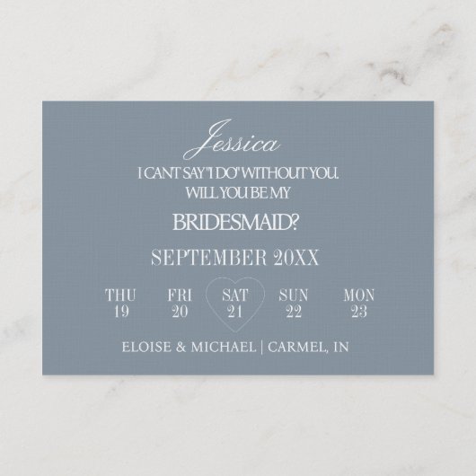 Dusty Blue Will You Be My Bridesmaid Proposal Card 招待状 (裏面)