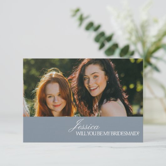 Dusty Blue Will You Be My Bridesmaid Proposal Card 招待状 (スタンド正面)