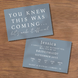 Dusty Blue Will You Be My Bridesmaid Proposal Card 招待状