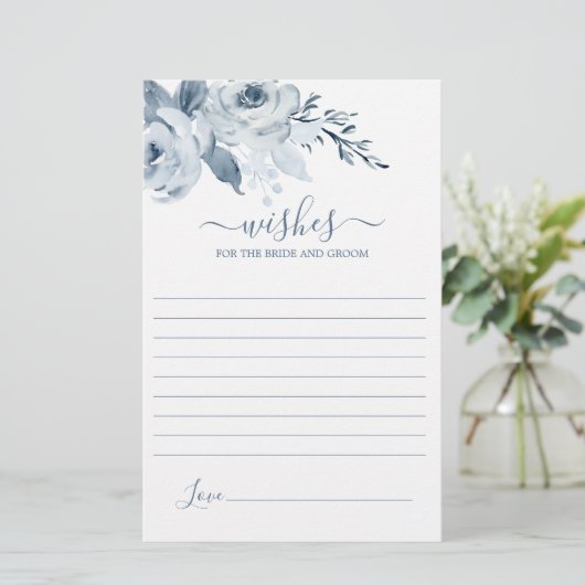 Dusty Blue Wishes for the Bride card (スタンド正面)