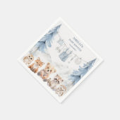 Dusty Blue Woodland Adventure Awaits Baby Shower スタンダードカクテルナプキン (角)