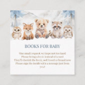 Dusty Blue Woodland Books for Baby Shower Insert エンクロージャーカード (正面)